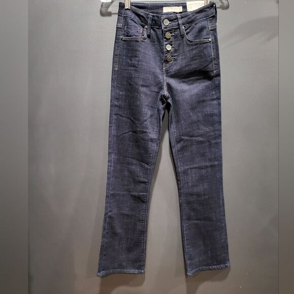 Unpublished Marlow Crop Demi Flare Button Fly Dark Wash Sz 24 Kick NWT High Rise - Picture 1 of 8